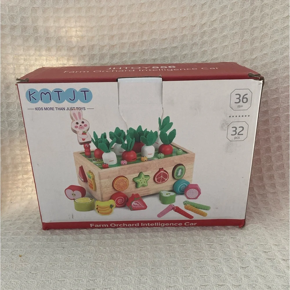 KMTJT Wooden Farm Orchard Shape Sorter Development Learning Toy EUC